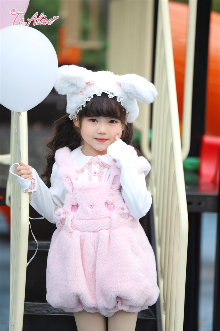 画像3: 【送料無料】TZC8500 いちご×肉球刺繍丸襟トップス《予約受付》 (3)