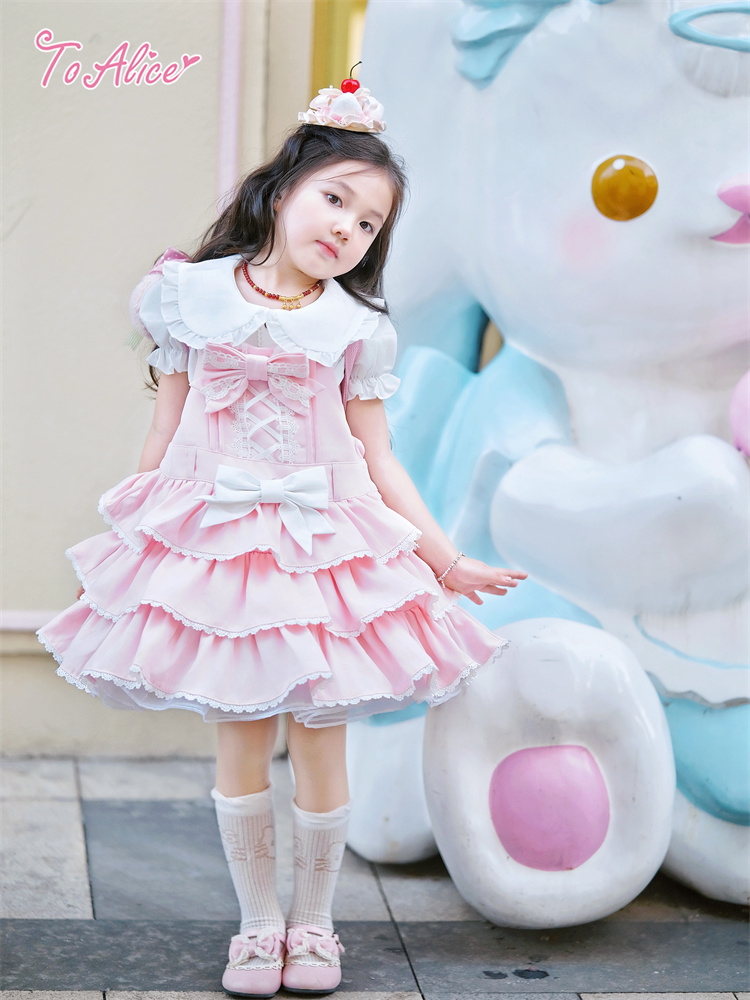 画像18: 【ToAlice Kids】TZC8637お人形さんティアードサロペットスカート (18)